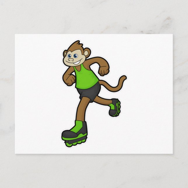 Monkey as Skater with Inline skates Postcard (Front)