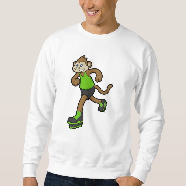 Monkey as Skater with Inline skates Sweatshirt (Front)
