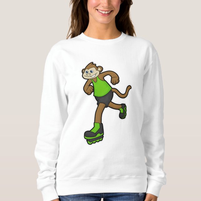 Monkey as Skater with Inline skates Sweatshirt (Front)