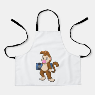 Monkey as Skater with Skateboard Apron