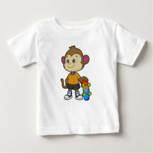 Monkey as Skater with Skateboard Baby T-Shirt