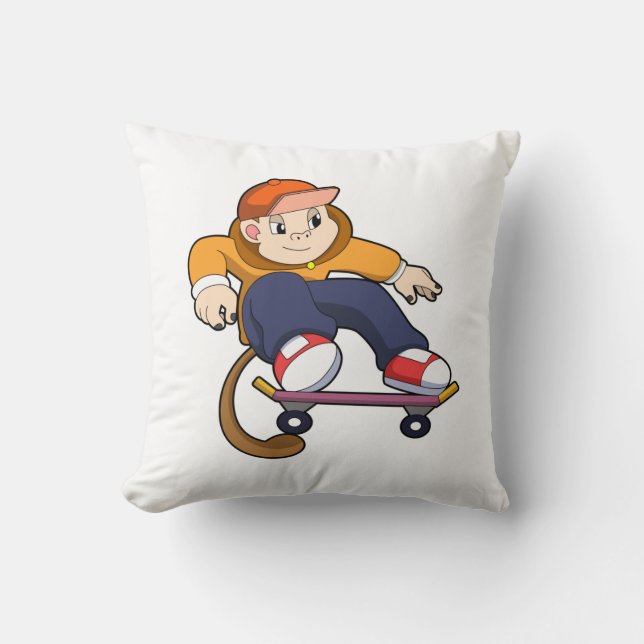 Monkey as Skater with Skateboard Cushion (Front)
