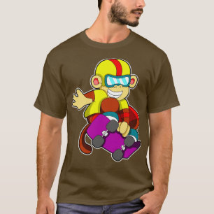 Monkey as Skater with Skateboard Helmet T-Shirt