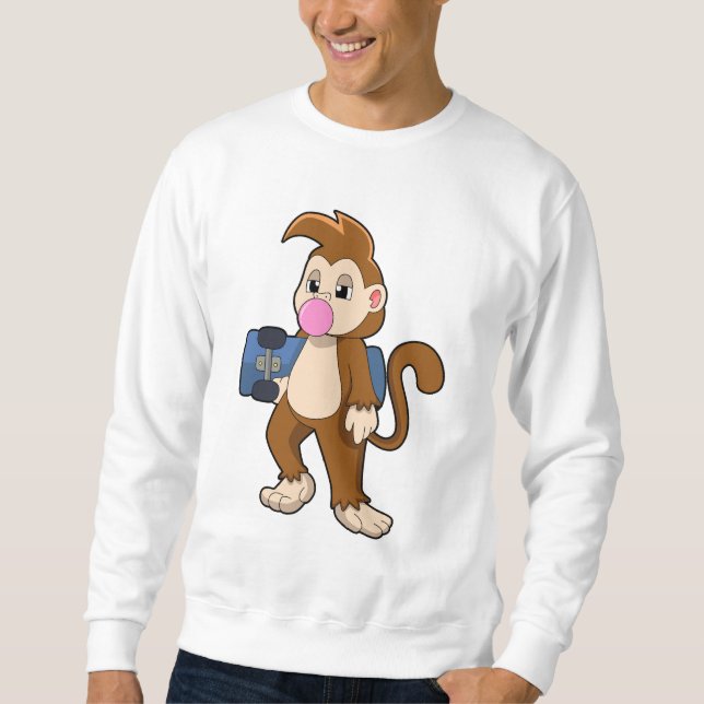 Monkey as Skater with Skateboard Sweatshirt (Front)
