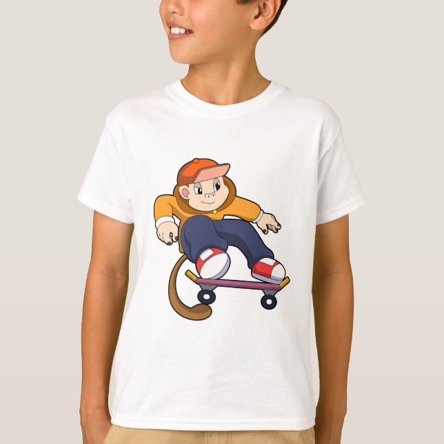 Monkey as Skater with Skateboard T-Shirt (Front)