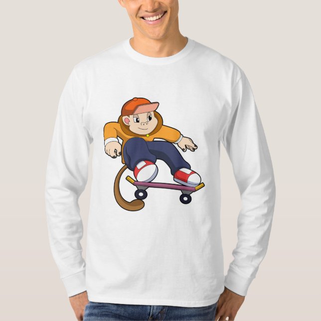 Monkey as Skater with Skateboard T-Shirt (Front)