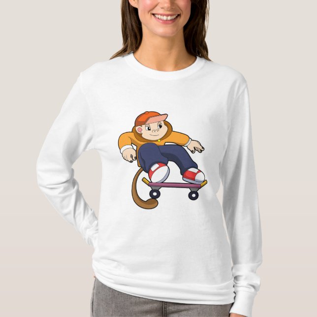 Monkey as Skater with Skateboard T-Shirt (Front)