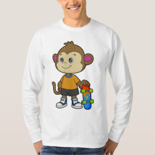 Monkey as Skater with Skateboard T-Shirt