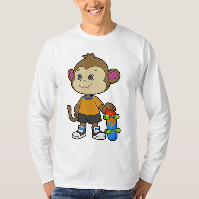 Monkey as Skater with Skateboard T-Shirt (Front)
