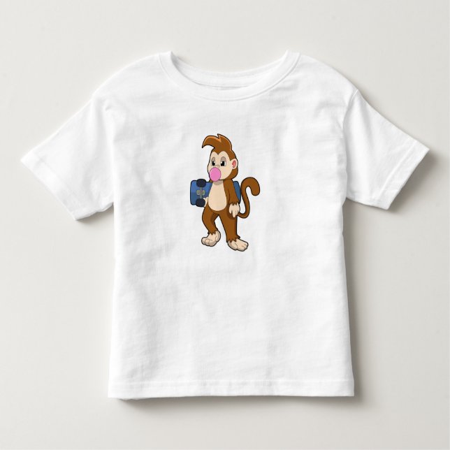 Monkey as Skater with Skateboard Toddler T-Shirt (Front)
