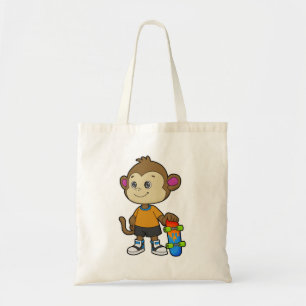 Monkey as Skater with Skateboard Tote Bag