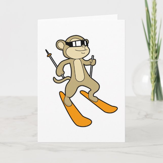 Monkey as Skier with Ski Card (Front)