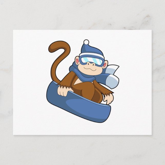 Monkey as Snowboarder with Sonowboard.PNG Postcard (Front)