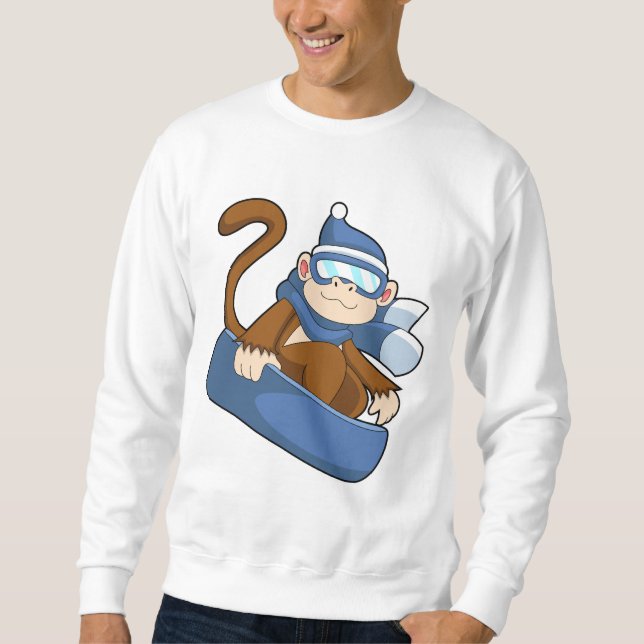 Monkey as Snowboarder with Sonowboard.PNG Sweatshirt (Front)