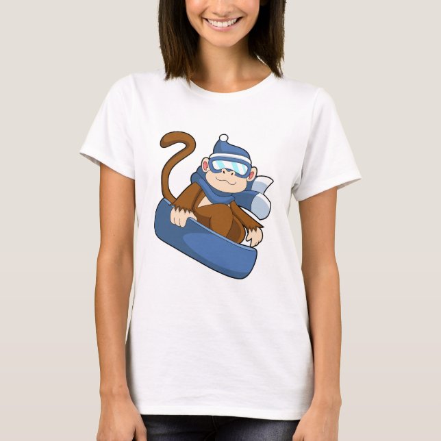 Monkey as Snowboarder with Sonowboard.PNG T-Shirt (Front)