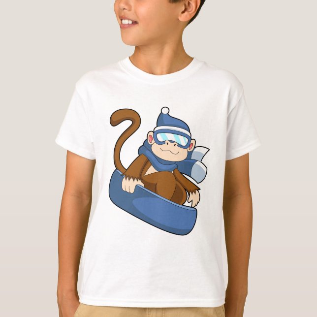 Monkey as Snowboarder with Sonowboard.PNG T-Shirt (Front)