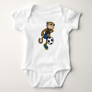 Monkey as Soccer player at Soccer Baby Bodysuit