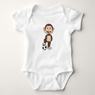 Monkey as Soccer player with Soccer ball Baby Bodysuit