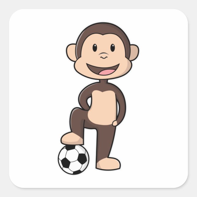 Monkey as Soccer player with Soccer ball Square Sticker (Front)