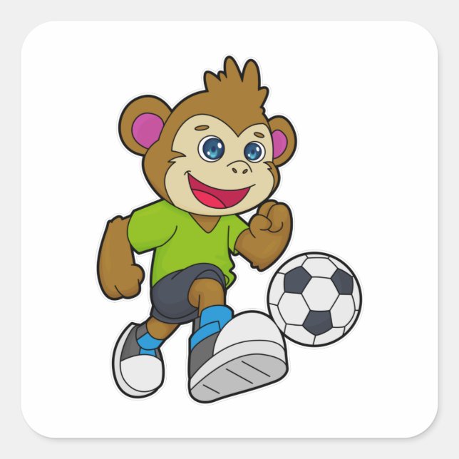 Monkey as Soccer player with Soccer Square Sticker (Front)