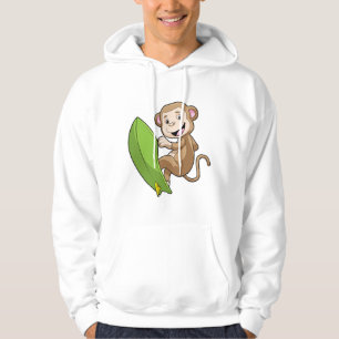 Monkey as Surfer with Surfboard Hoodie
