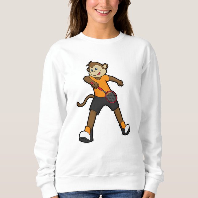 Monkey as Tennis player with Tennis racket Sweatshirt (Front)