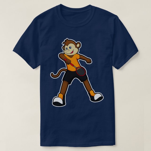 Monkey as Tennis player with Tennis racket T-Shirt (Design Front)