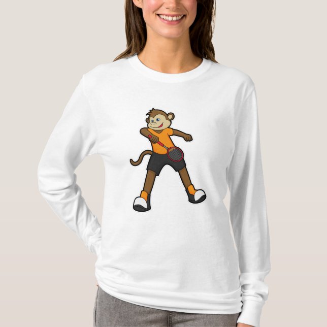 Monkey as Tennis player with Tennis racket T-Shirt (Front)