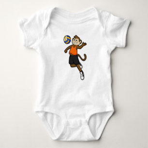 Monkey as Volleyball player with Volleyball Baby Bodysuit