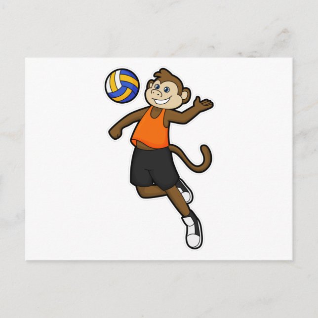 Monkey as Volleyball player with Volleyball Postcard (Front)