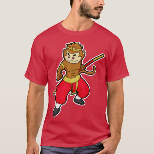 Monkey as Warrior with Staff Head T-Shirt