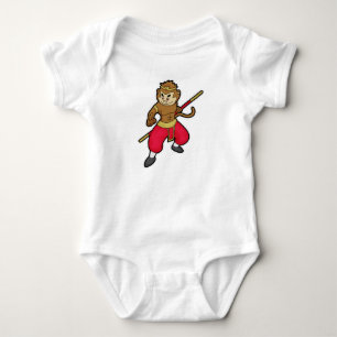 Monkey as Warrior with Staff & Headband Baby Bodysuit