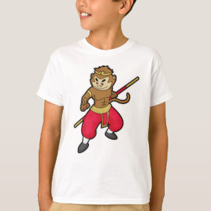 Monkey as Warrior with Staff & Headband T-Shirt