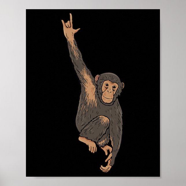 Monkey Asl Hand Gesture Deaf Hearing Loss Awarenes Poster (Front)