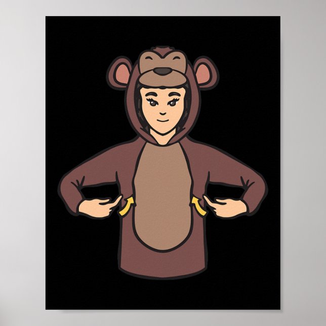 Monkey ASL Hand Gesture Deaf Hearing Loss Awarenes Poster (Front)