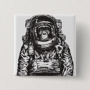 Monkey Astronaut 15 Cm Square Badge