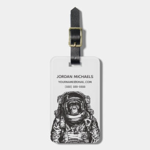 Monkey Astronaut Add Your Name Luggage Tag