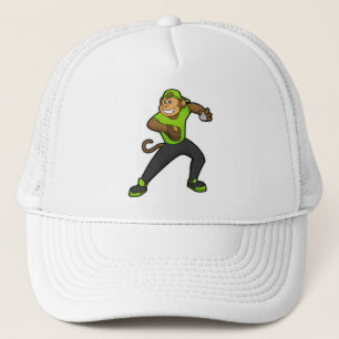 Monkey at Baseball with Baseball bat Trucker Hat