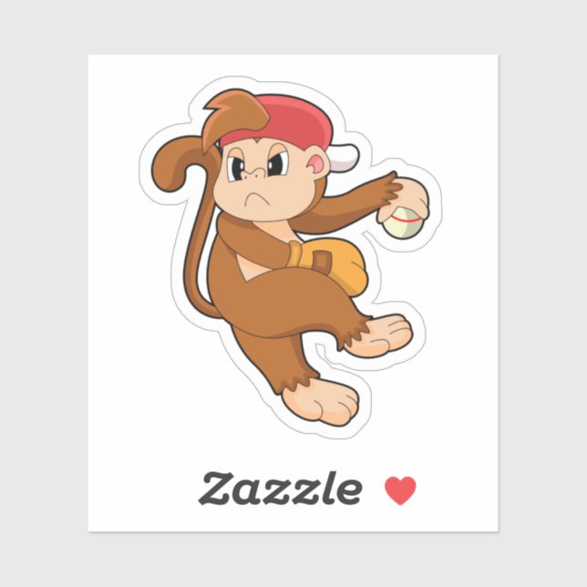 Monkey at Baseball with Baseball glove (Sheet)