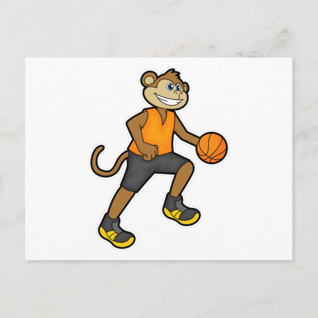 Monkey at Basketball Sports Postcard (Front)