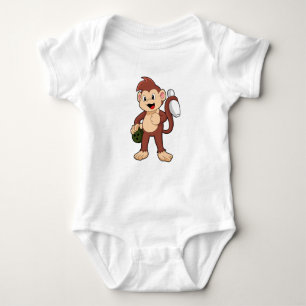 Monkey at Bowling with Bowling ball Baby Bodysuit