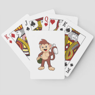 Monkey at Bowling with Bowling ball Playing Cards