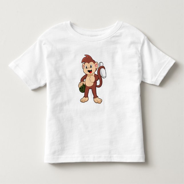Monkey at Bowling with Bowling ball Toddler T-Shirt (Front)