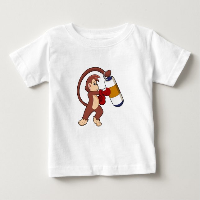 Monkey at Boxing with Punching bag Baby T-Shirt (Front)