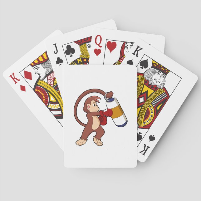 Monkey at Boxing with Punching bag Playing Cards (Back)