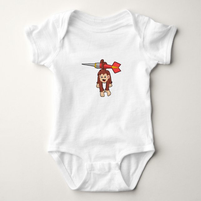 Monkey at Darts with Dart Baby Bodysuit (Front)