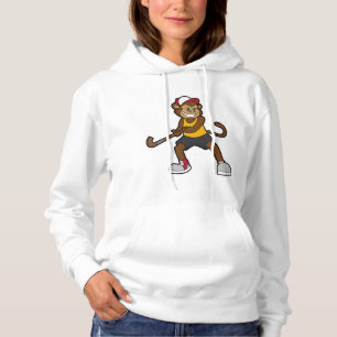 Monkey at Hockey with Hockey stick Hoodie