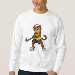 Monkey at Hockey with Hockey stick Sweatshirt