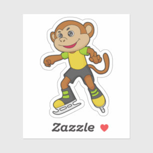 Monkey at Ice skating with Ice skates