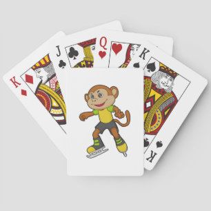 Monkey at Ice skating with Ice skates Playing Cards